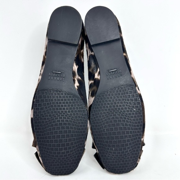 Stuart Weitzman Leather Leopard Animal Print Ballet Flat Bow - Picture 8 of 14